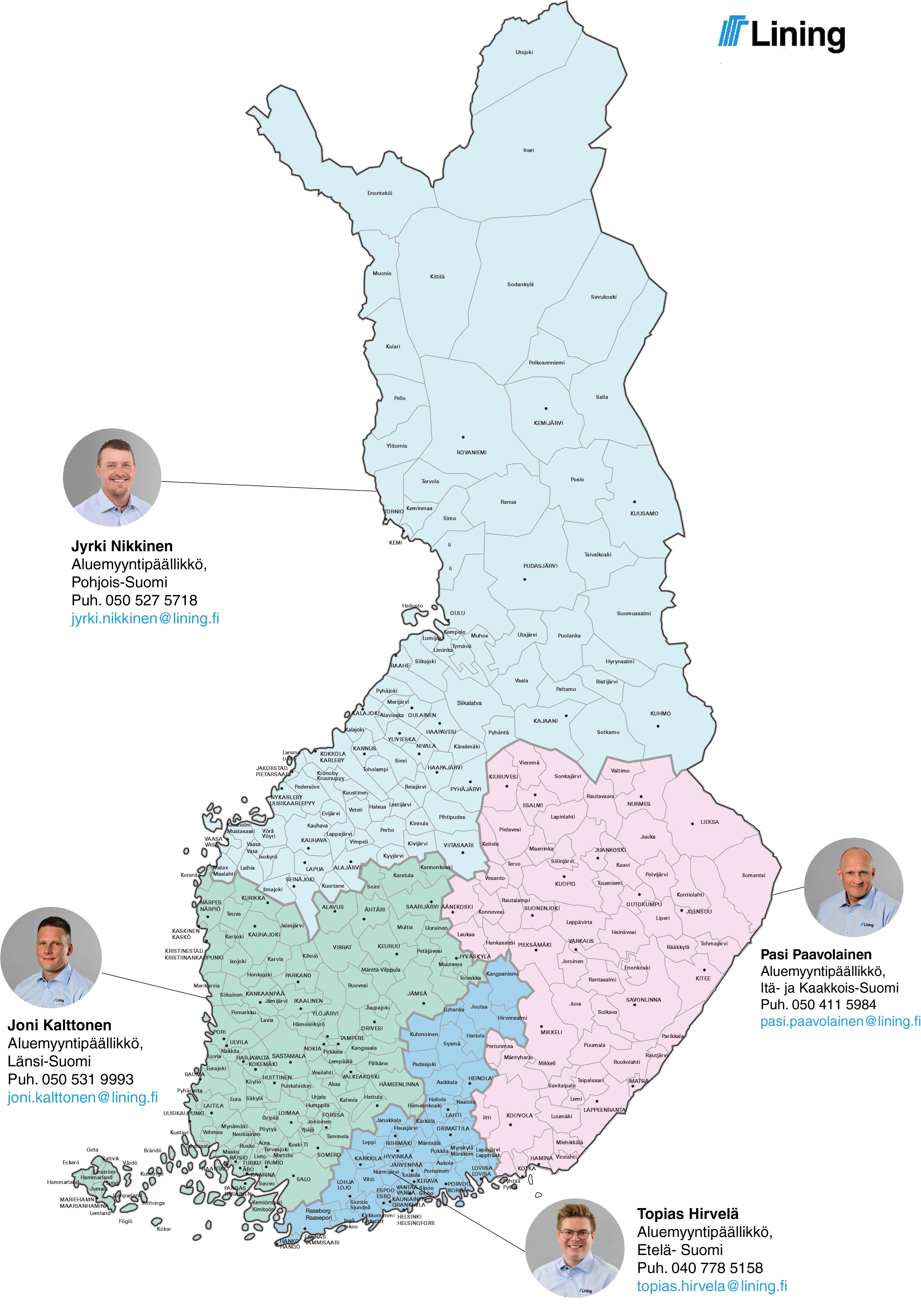 Lining myyntialuejako projektiliiketoiminta 2022